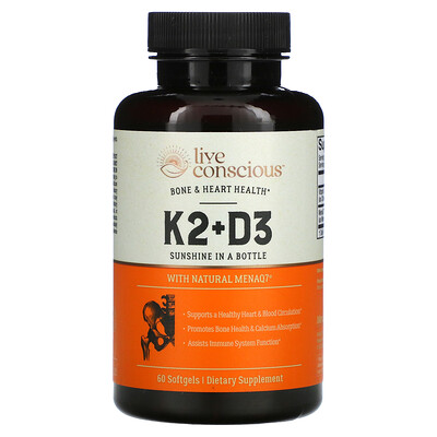 

Live Conscious K2+D3 Bone & Heart Health 60 Softgels