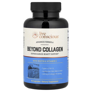 Live Conscious‏, Beyond Collagen, עם ביוטין וויטמין C‏, 90 כמוסות