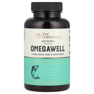 Live Conscious, OmegaWell, Premium Omega-3 Formula, High Potency, 60 Softgels (1,000 mg per Softgel)