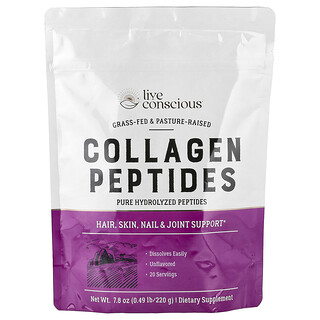 Live Conscious, Peptides de collagène, Non aromatisés, 220 g
