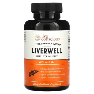 Live Conscious, LiverWell，含 NAC 和 ALA，60 粒胶囊