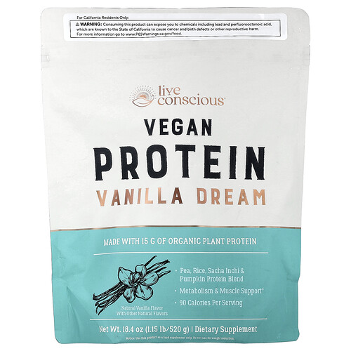 Live Conscious, Vegan Protein, Vanilla Dream, veganes Protein, Vanilletraum, 520 g (1,15 lb.)