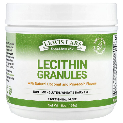 Lewis Labs, Lecithin Granules, Lecithingranulat, natürliche Kokosnuss und Ananas, 454 g (16 oz.)
