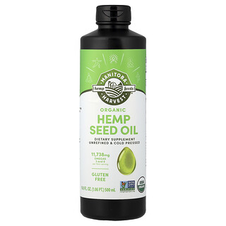 Manitoba Harvest（マニトバハーベスト）, オーガニックアサ種子油、500ml（16.9液量オンス）
