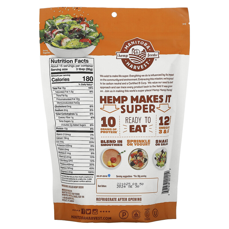 Manitoba Harvest, Hemp Hearts, Shelled Hemp Seeds, Delicious Nutty ...