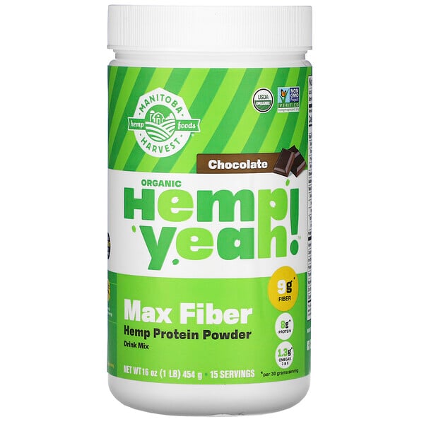 Organic Hemp Yeah!, Max Fiber Hemp Protein Powder, Chocolate, 1 lb (454 g)