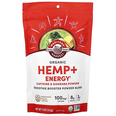 Manitoba Harvest, Cáñamo orgánico y energía, Mezcla en polvo potenciadora de batidos, 213 g (7,5 oz)