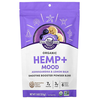 Manitoba Harvest, Cáñamo orgánico para favorecer el estado de ánimo, Mezcla en polvo para potenciar batidos, 213 g (7,5 oz)