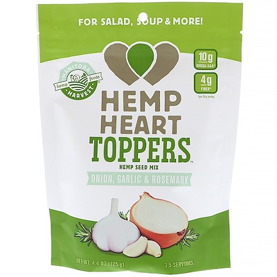 Manitoba Harvest Hemp Heart Toppers, Hemp Seed Mix, Onion, Garlic & Rosemary, 4.4oz (125 g)