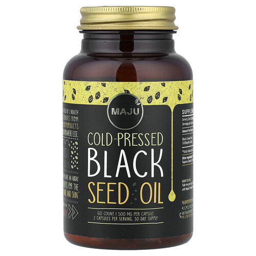 Maju Superfoods Cold-Pressed Black Seed Oil, 60 Capsules (500 mg per Capsule)