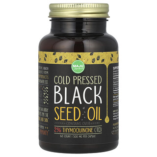 Maju Superfoods, Студено пресовано масло от черен кимион, 500 mg, 60 капсули