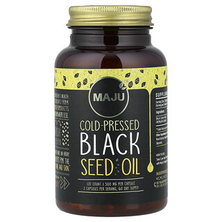 Maju Superfoods, Cold-Pressed Black Seed Oil, 120 Count (500 mg per Capsule)