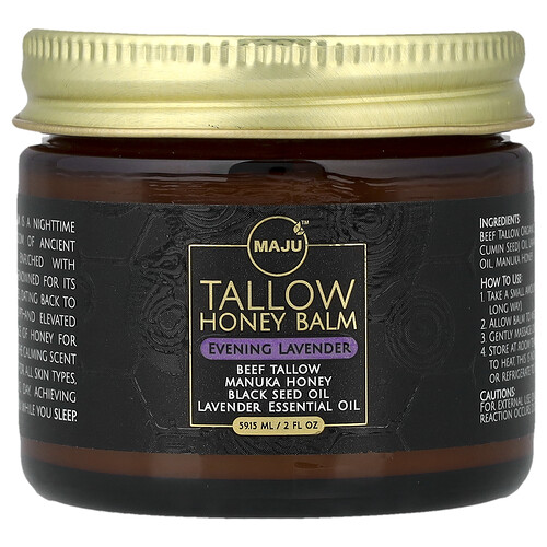 Maju Superfoods, Tallow Honey Balm, Talg-Honig-Balsam, Abendlavendel, 59,15 ml (2 fl. oz.)