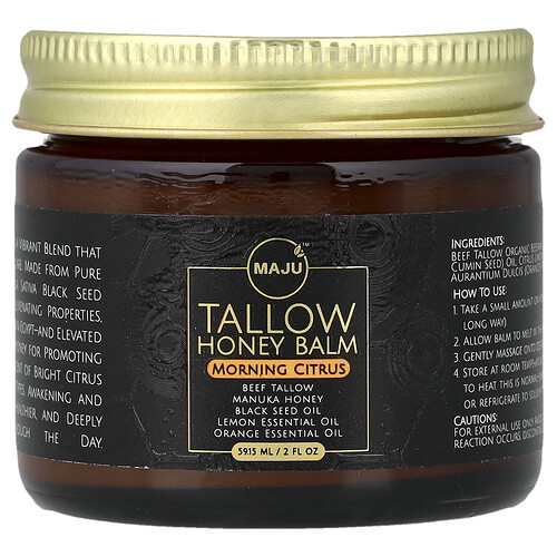 Maju Superfoods, Tallow Honey Balm, Talg-Honig-Balsam, Morgen-Zitrus, 59,15 ml (2 fl. oz.)