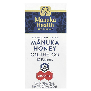Manuka Health, Manuka Honey On-The-Go, UMF 6+, MGO 115+, 12 Peket, 0.176 oz (5 g) Setiap satu