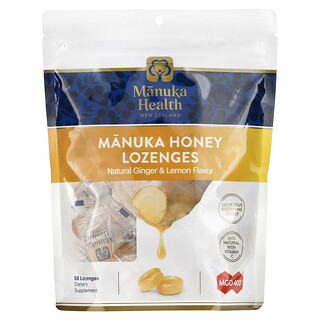 Manuka Health, 麦卢卡蜂蜜锭剂，天然姜和柠檬味，MGO 400+，58 锭剂
