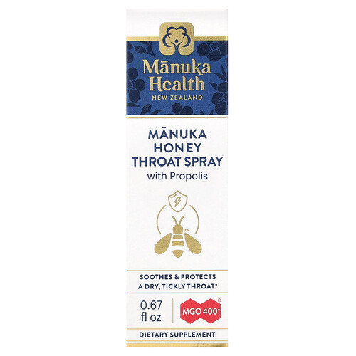 Manuka Health Manuka Honey Throat Spray with Propolis, MGO 400+, 0.67 fl oz