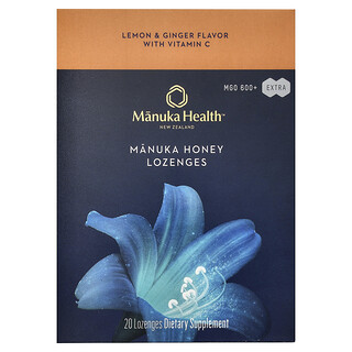 Manuka Health, Manuka Honey Lozenges, Lemon & Ginger, MGO 600+, 20 Lozenges