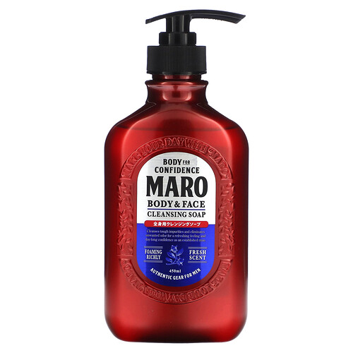 Maro, Körper- und Gesichtsreinigungsseife, Fresh, 450 ml (15,2 fl. oz.)
