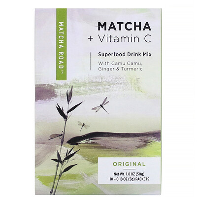 Matcha Road матча с витамином С, смесь для приготовления напитка, классический вкус, 10 пакетиков по 5 г (0,18 унции)