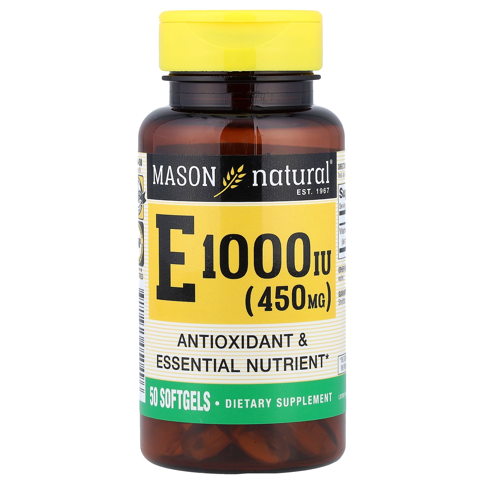 Mason Natural (메이슨 내추럴), 비타민E, 450mg(1,000IU), 소프트젤 50정