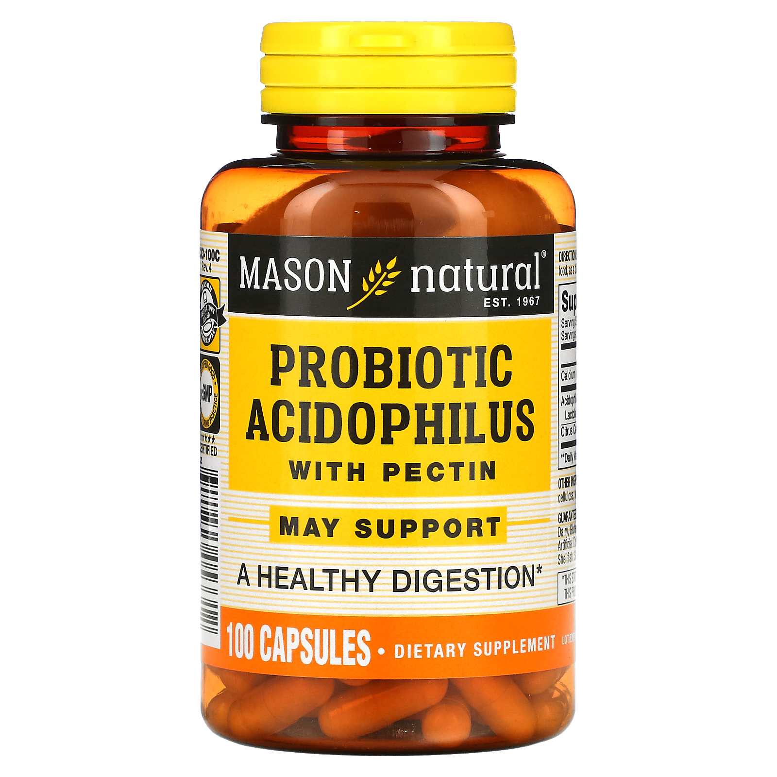 Mason Natural, Probiotic Acidophilus with Pectin, 100 Capsules