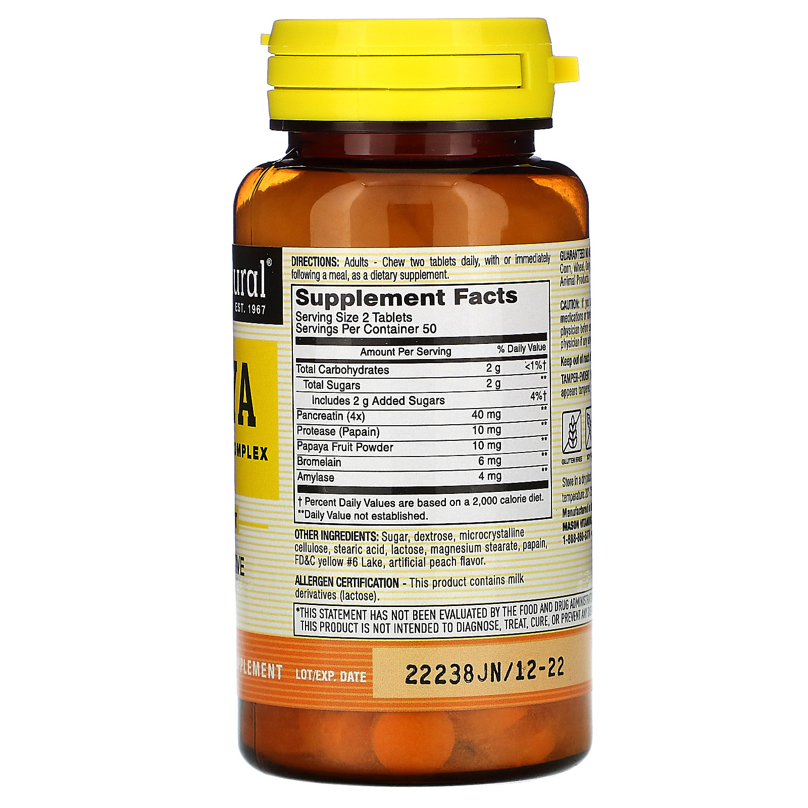 Mason Natural, Papaya, Digestive Enzyme Complex, 100 Chewables iHerb