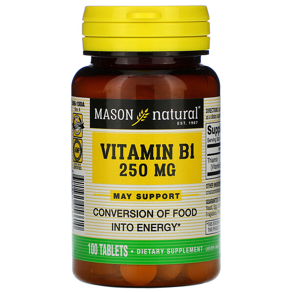 Mason Natural, Vitamin B1, 250 mg, 100 Tabletten iHerb