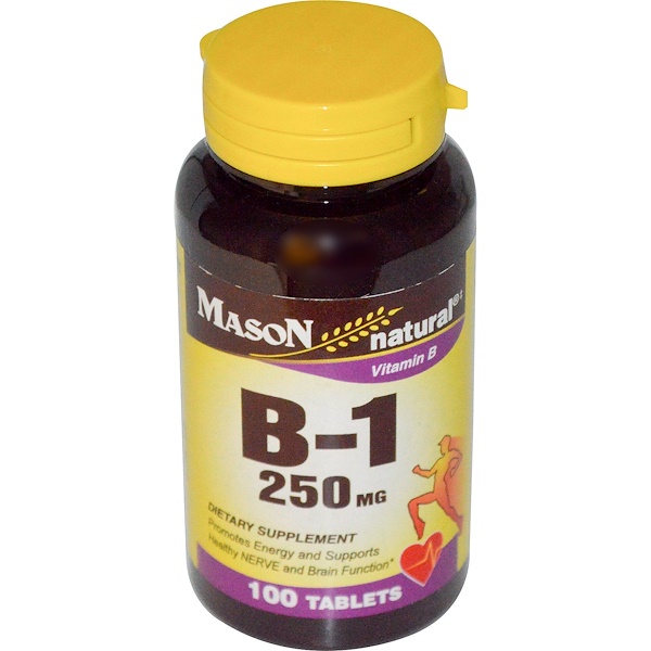 Mason Natural, Витамин B-1, 250 мг, 100 таблеток