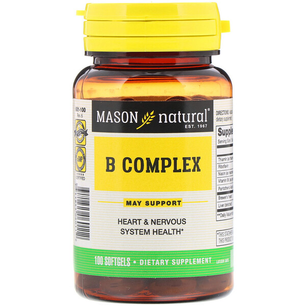 Mason Natural, B Complex, 100 Softgels - IHerb