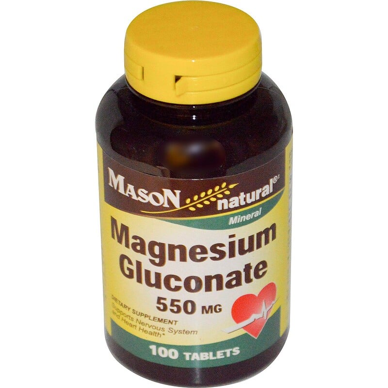 Mason Natural, Magnesium Gluconate, 550 Mg, 100 Tablets - IHerb