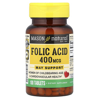 Mason Natural, Folik Asit, 400 mcg, 100 Tablet