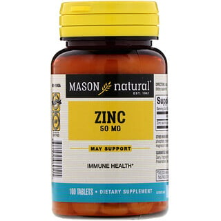 Mason Natural, Zinco, 50 mg, 100 Comprimidos