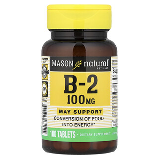 Mason Natural, 비타민B-2, 100mg, 100정