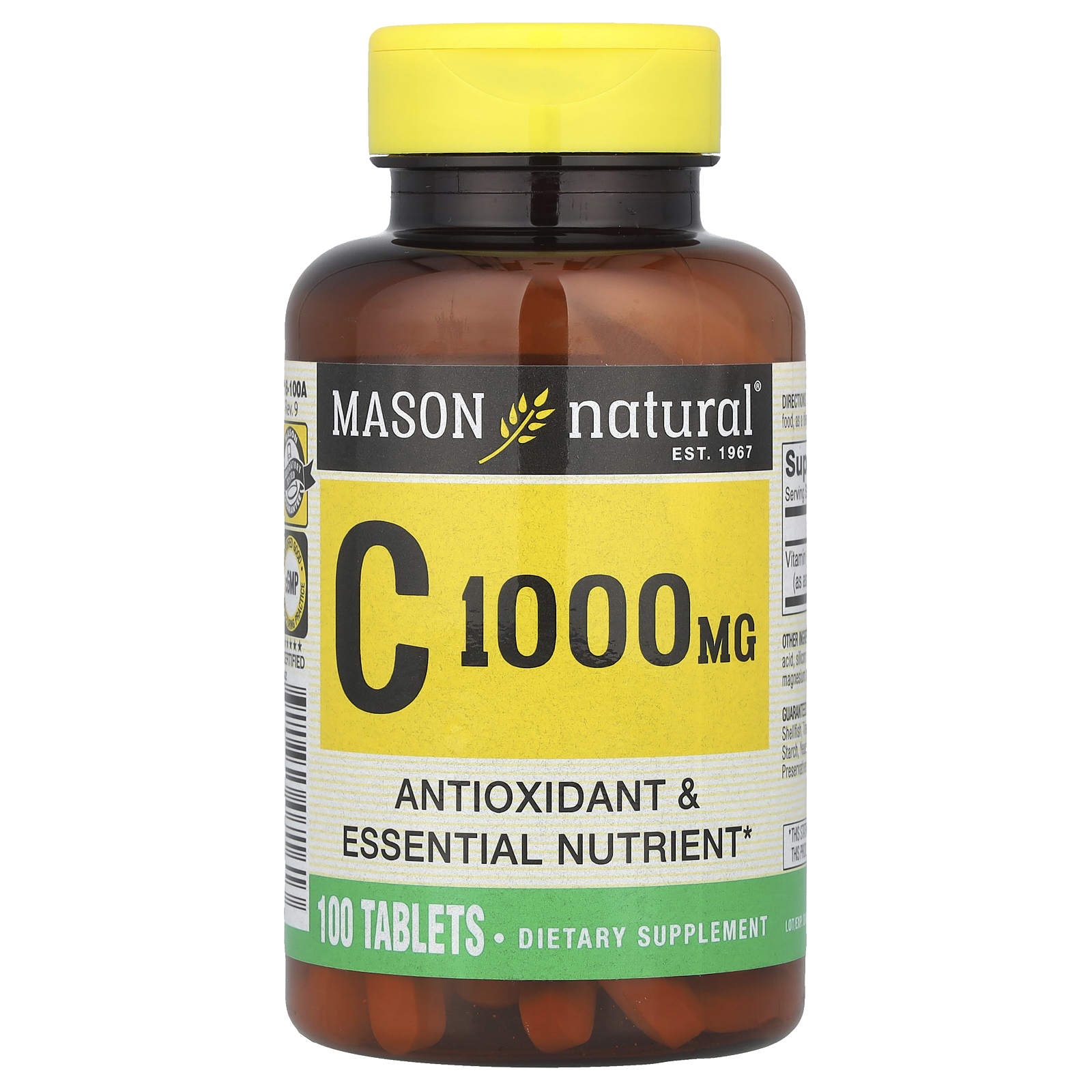 Mason Natural (메이슨 내추럴), 비타민C, 1,000mg, 100정