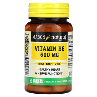 Mason Natural, B6 Vitamini, 500 mg, 60 Tablet