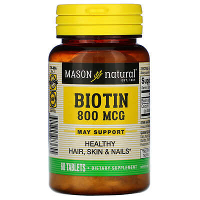 

Mason Natural Biotin, 800 mcg , 60 Tablets