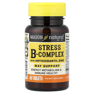 Mason Natural, 缓压 B 族维生素复合物，含抗氧剂 + 锌，60 片