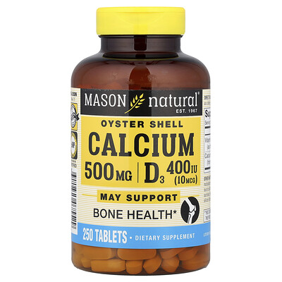 Product Image for Mason Natural, Oyster Shell Calcium Plus D3, 250 Tablets