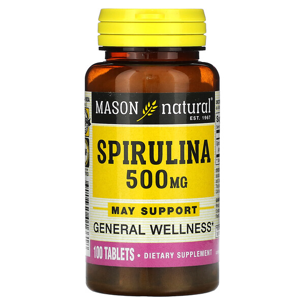 Mason Natural, Espirulina, 500 mg, 100 comprimidos