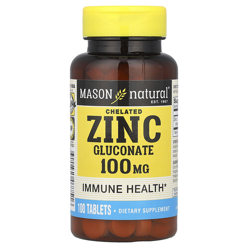 Mason Natural Хелатный глюконат цинка 100 мг 100 таблеток