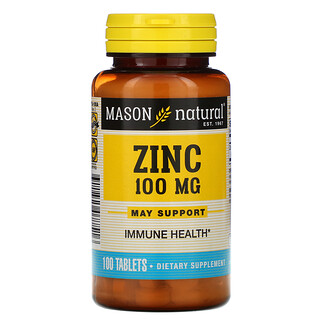 Mason Natural, Zinco, 100 mg, 100 Comprimidos