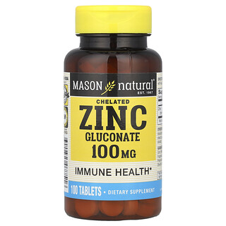 Mason Natural, Zink Glukonat Chelated , 100 mg, 100 Tablet