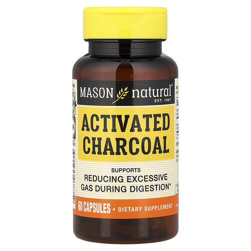 Mason Natural, Carbón vegetal activado, 60 cápsulas (260 mg por cápsula)
