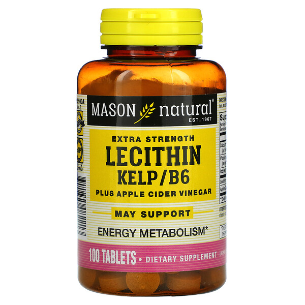 Mason Natural‏, Lecithin Kelp/B6 Plus Apple Cider Vinegar, Extra Strength, 100 Tablets
