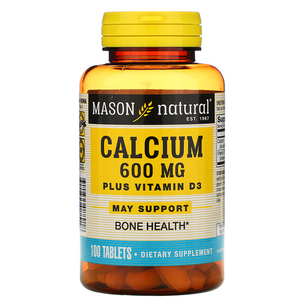 Mason Natural‏, Calcium Plus Vitamin D3, 600 mg, 100 Tablets