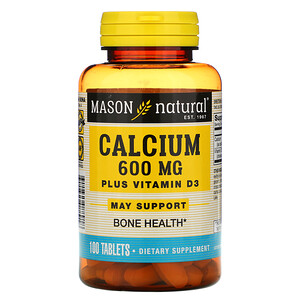 Отзывы о Масон Натуралс, Calcium Plus Vitamin D3, 600 mg, 100 Tablets