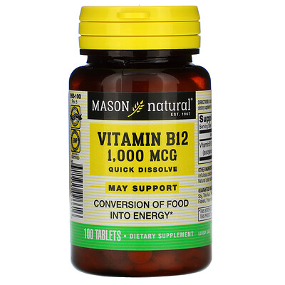 Mason Natural Витамин B-12, 1000 мкг, 100 таблеток