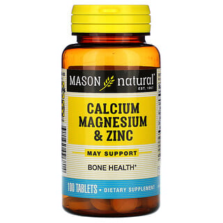 Mason Natural, Cálcio, Magnésio e Zinco, 100 Comprimidos