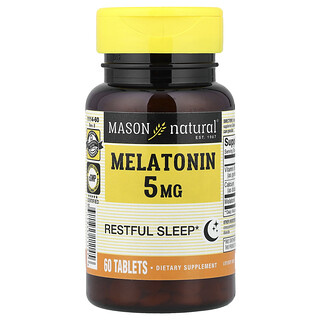Mason Natural, Melatoniini, 5 mg, 60 tablettia
